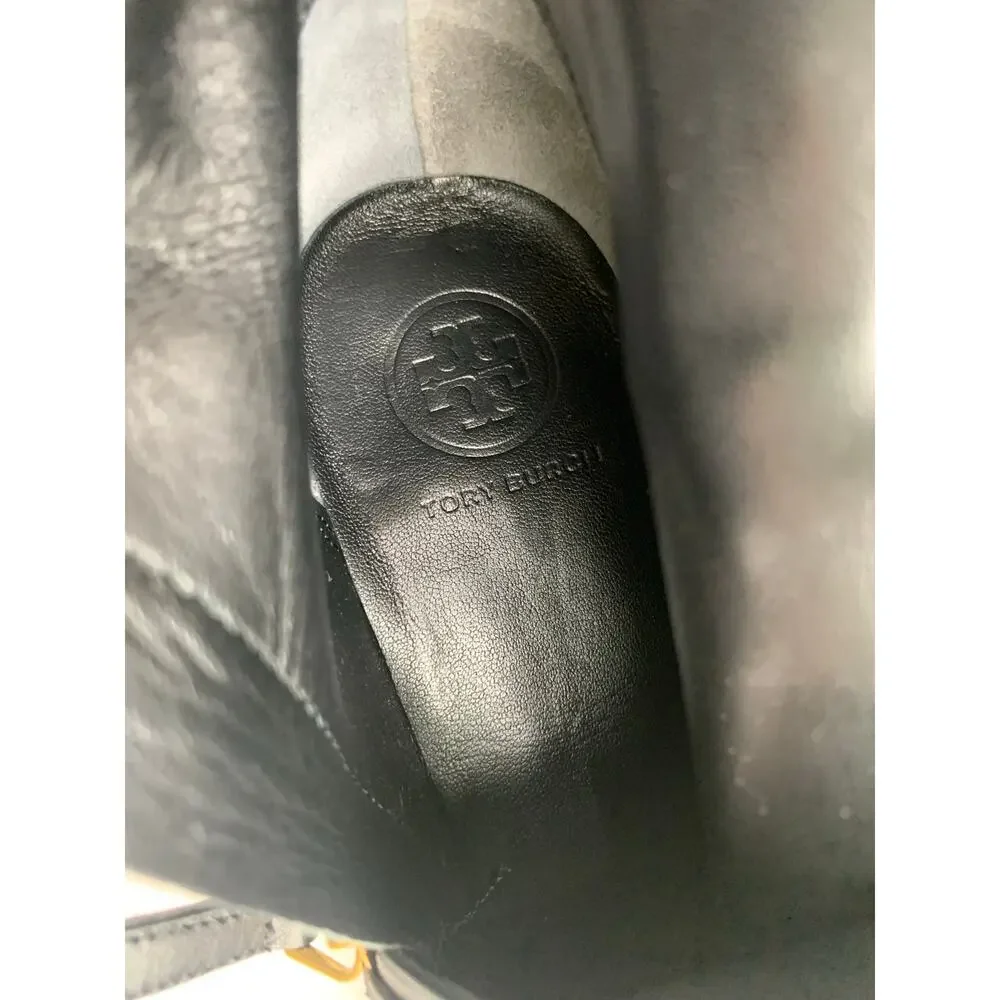 Tory Burch Marsden Over The Knee Black Leather Boots Equestrian Women's 6.5
